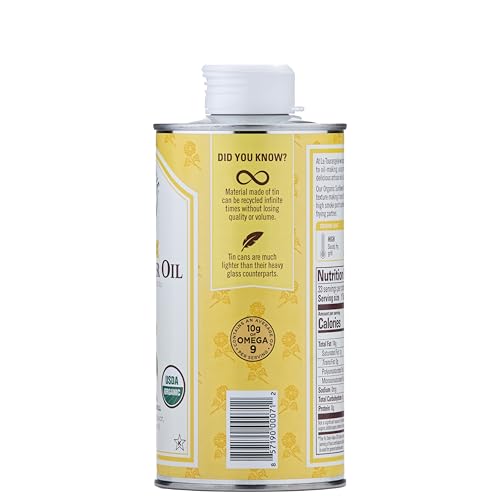 La Tourangelle, Organic Canola Oil, Expeller-Pressed Non-GMO Canola Seeds, Pesticide and Chemical Free, High Heat Neutral Cooking Oil, 16.9 Fl Oz