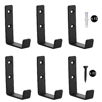 Wall Hooks Heavy Duty Extra Thick Pure Metal Screw Double Hole Installation More Firm Hook Coat Key Robe Hanger Utility Hooks Sand Black-6