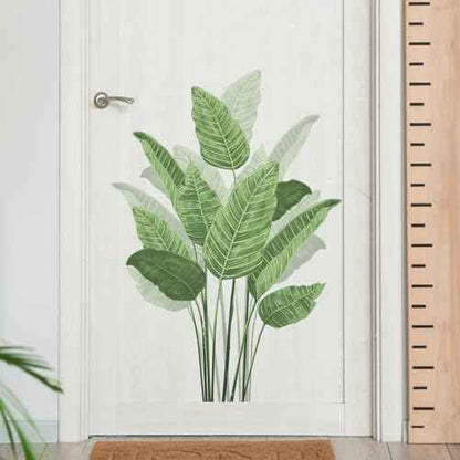 Tropical Plant Leaves Wall Decals, Boho Spring Summer Green Palm Leaf Bird of Paradise Wall Stickers Poster Art Murals Decor for Adult Nursery Classroom Living Room Office Bedroom Gifts for Mom