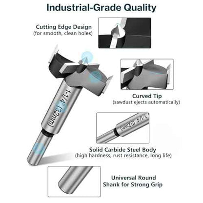 Forstner Drill Bit Set for Wood, Lytool 10 Piece Forstner Bits for Wood, Woodworking Drilling, Auger Opener Round Shank Drilling Cutting Tool for Hardwood, Softwood, Plastic, Plywood, MDF
