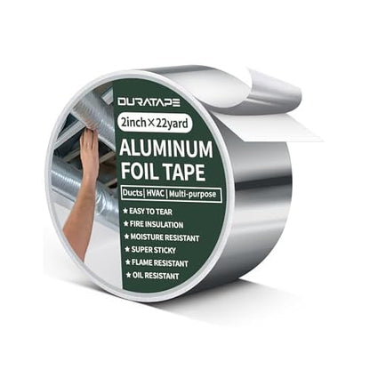 Aluminum Foil Tape,Thickened Heavy Duty Tape for Ductwork,Duct Tape, Heat Resistant, Insulation Tape for HVAC,Metal Repair,Dryer Vent,2 inch x 22 Yards-66FT (3.9 mil