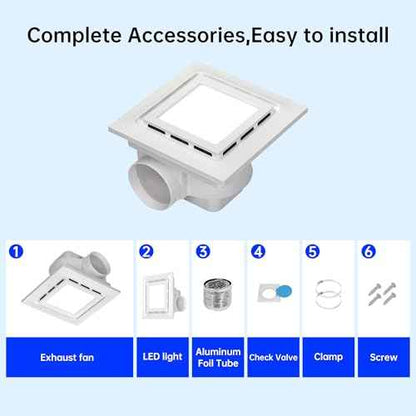 12" Exhaust Fan with Light,144 CFM Silent Exhaust Fan with 6500K 12W LED Light,Bathroom Ventilation Fan with Lights for Bathroom, Office, Hotel