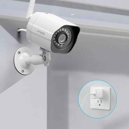 Zmodo Outdoor Wireless Security Camera System, 2 Pack 1080p Full HD Smart Home Indoor Outdoor WiFi IP Cameras with Night Vision, Plug-In, Compatible with Alexa