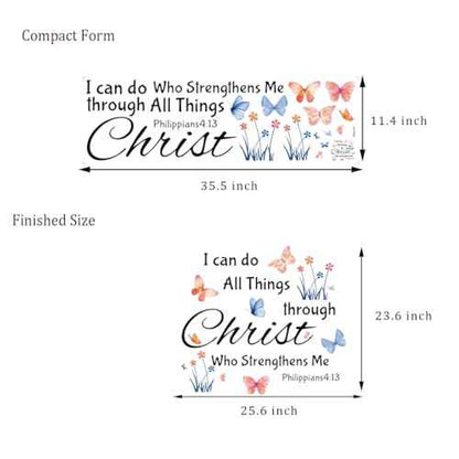 Inspirational Wall Stickers Bible Verse Quotes I Can Do All Things Through Christ Who Strengthens Me Wall Decals Vinyl Art for Living Room Bedroom Classroom Playroom Nursery Room Decor