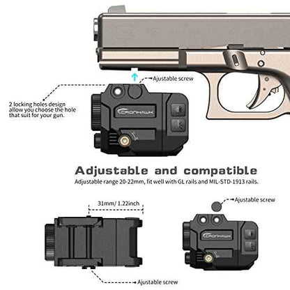 500 Lumens Tactical Weapon Flashlights Laser Sight - Rail-Mounted Light and Green Laser Light Combo for Pistol with Picatinny Rail and GL Rails - Magnetic Charging Port