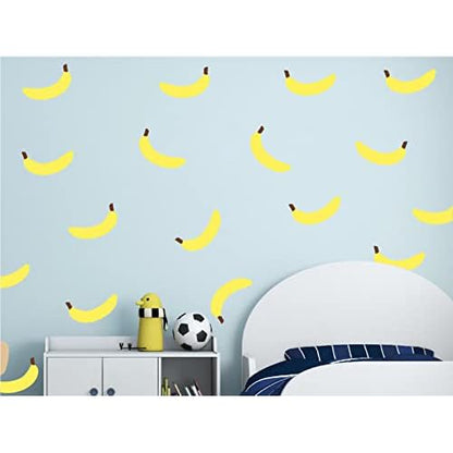 64pcs Yellow Bananas Wall Decals for Kids Room Removable Vinyl Wall Art Baby Room Decor Murals RS375 (Yellow)