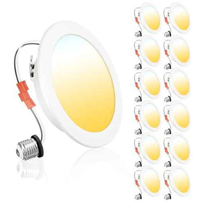 Ensenior 4 Inch LED Can Lights 12 Pack, Dimmable Retrofit Led Recessed Lighting, 5CCT Adjustable Color Temperature (2700K-5000K), 7W=77W 700LM, IC & Damp Rated, FCC
