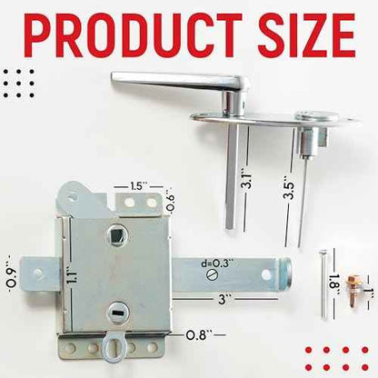 Garage Door Lock Kit, L-Handle Lock with Inside Slide Lock Latch Mechanism, Home Improvement Door Lock