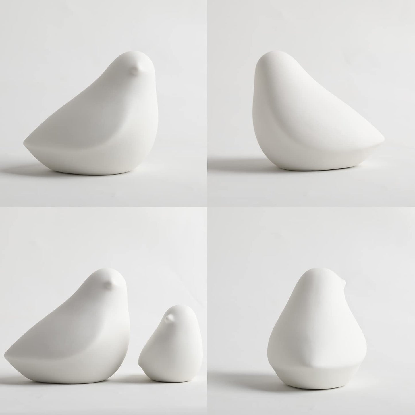 GOODSTART Ceramic Birds Figurines Small Birds Statues for Living Room, Bookshelf, TV Stand, A Set of 2 White Porcelain Pigeons for Christmas Decorations, Modern Home Decor for Shelves