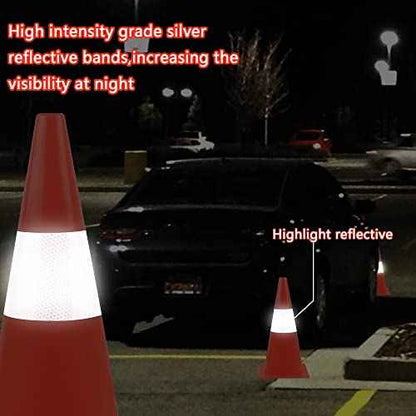 15 inch Traffic Safety Cones with Reflective Collars,[4 Pack]Orange Construction Cones| Parking Cones| Soccer Training Cones |Road Cones for Parking lot, Driveway, Sport and Driving Training.