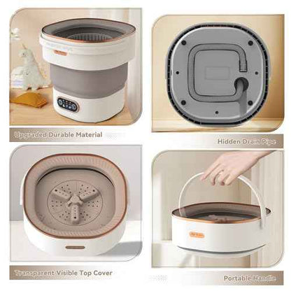 Portable Washing Machine Mini Washer with Spin Basket, 16L Large Capacity Foldable Laundry Machine for Underwear, Socks, Small Clothes, Perfect for Travel, Apartment, RV, Camping, Hotel