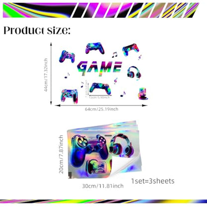 Runtoo Gamer Room Decals for Boys Laser Gaming Wall Stickers Kids Video Game Play Room PlayStation Decor