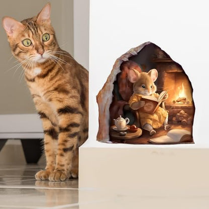 1 Pc Funny 3D Mouse Hole Realistics Wall Sticker,Mouse in a Hole Wall Decal Fun Art, Water Proof Funny,Walls D?cor, Stickers