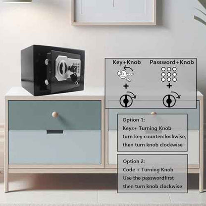 Yuanshikj Key Electronic Keypad Security Safe Lock Box Steel Digital Deposit for Home Office Hotel Business Cash Jewelry Storage (BLACK, 0.2 CF)