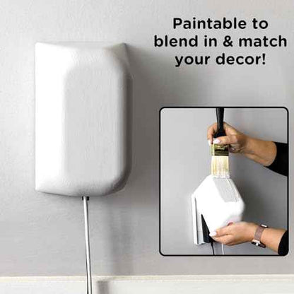 Qdos Safety Large Outlet Cover Box for Baby Proofing Outlets | Secure Hidden Lock | Oversized Interior for Bulky Plugs, Charging Blocks & Adapters | Modern Universal Design | Easy Install | 2 Pack