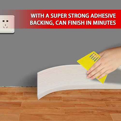 Vinyl Wall Base Baseboard Molding Trim 4" Flexible Self Adhesive Rubber Wall Base Moulding Trim Peel and Stick Design, 4 Inch x 40 Feet, Beige Wood Grain