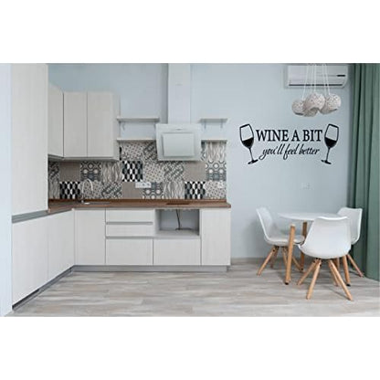 Blinggo WINE A BIT you'll feel better Quote Letter Wall Sticker Decal Home Arts Dinning Kitchen Lounge Decor Wall Decoration