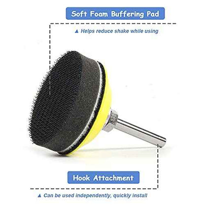 Mesee 2 Packs 2 Inch Hook & Loop Sanding Backing Pads with Soft Foam Layer Buffering Pad, 1/4 inch Shank Sanding Discs Pad Adapter Replacement Kit for Air Die Grinder Sander Rotary Tool