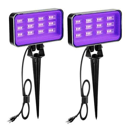 30W Halloween Black Light Spotlight Outdoor High Power LED Outdoor Black Light Spot Lights IP66 Waterproof Blacklight Spotlight 395nm Blacklight Spot Lights with Plug for Glow Party (2 Pack)