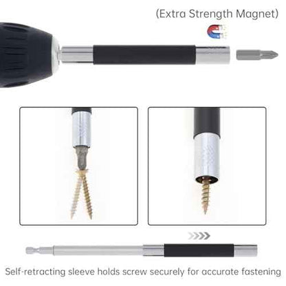 ChgImposs Drill Bit Holder Scalable 5PCS/Set, 3.15"/4.7"/5.5"(80/120/140mm) Magnetic Drill Bit Extension, Adjustable Magnetic Screwdriver Bit Holders 1/4" Hex, Drill Extension Bit Holder