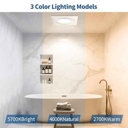 Bathroom Vent Fan with Light, Bathroom Exhaust Fan with LED Light Adjustable, Quiet 1.0 Sones Three Color Temperatures 2700k/4000k/5700k, 110 CFM,Ceiling Mount Ventilation for Home/Bath/Office