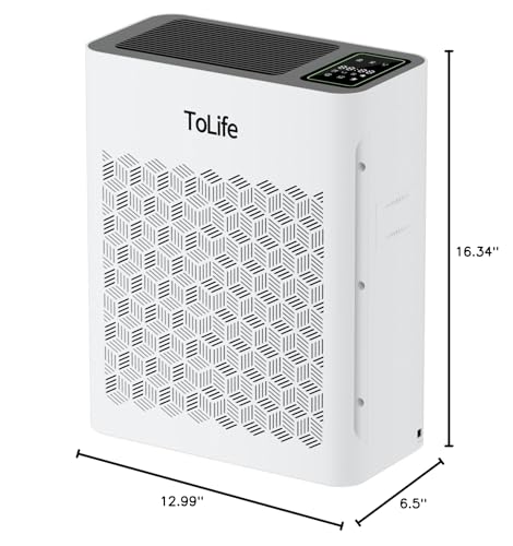 Tolife Powerful Air Purifiers for Home Large Room Up to 2000 Ft²Pets with Washable Filter, Sleep Mode, Timer, HEPA Filter Pet Air Purifier for Bedroom,White