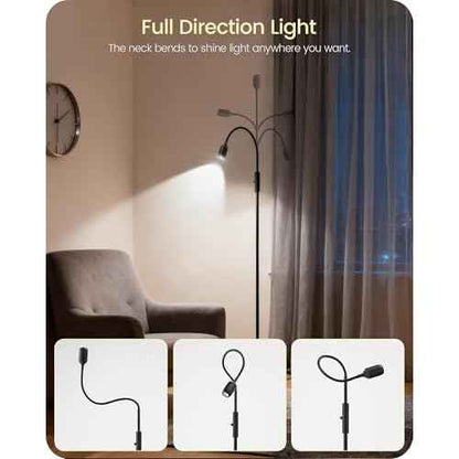 Reading Floor Lamp, 74.2" Tall LED Lamp with, 360¡Æ Flexible Gooseneck & Touch Control, 5000K 6W LED, Sturdy Base, Crafts Standing Lamp, for Reading, Living Room, Matte Black B16LD05