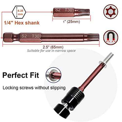Torx Bits Set, PTSLKHN 24PCS Security Torx Bit Set, High Hardness S2 Alloy Steel, Magnetic, Anti-rust