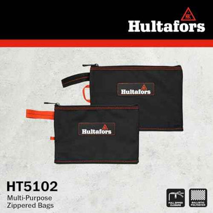 Hultafors Work Gear HT5102 Multi-Purpose Zippered Bags, Heavy Duty Ballistic Polyester Tool Carriers, Loop Closure to Hang on Tool Belts
