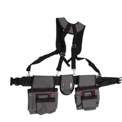 GOTOTOP Men's Tool Belt, 600D Oxford Fabric, Tool Belt Bag with Adjustable Waist Strap, Grey, 29.53 Inches, Tool Belts for Construction
