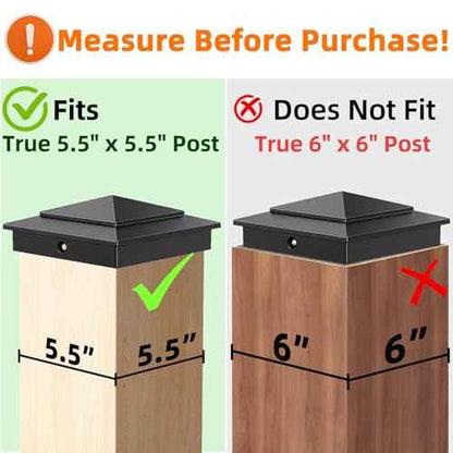6" x 6" Aluminum Pyramid Post Caps Fits Actual 5.5" x 5.5" Wood/Cedar Posts, 8-Pack Unbreakable Fence Post Caps Cover for Outdoor Fences, Decks, and Mailbox Posts