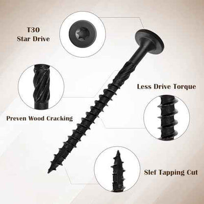 3 Inch Wood Screws 300Pcs, Heavy-Duty Outdoor Deck Screws for Timber/Log/Landscaping Wood, with T30 Star Bit (#14 x 3)