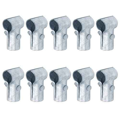 10 Pack End Rail Clamps, Tee Connector Fits 1/2" Galvanized Steel Pipe (OD 0.84"), Structures T Panel Joint for Chain Link Fence, Greenhouse, Garden Metal Trellis