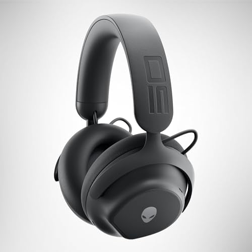 Alienware Pro Wireless Gaming Headset - Wired/Wireless, Bluetooth 5.3, 15 Minute Fast Charging, Audio Output 20 Hz, Battery Talk Time (ANC on) Up to 24 Hrs (Bluetooth), Dark Side of The Moon