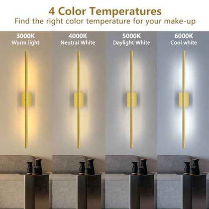 Gold Battery Operated Wall Sconce, Cordless Rechargeable Wall Sconces Set of 2, Modern 4CCT Dimmable Wall Lamps Battery Operated with Remote Control for Bedroom Living Room 31.5 Inch