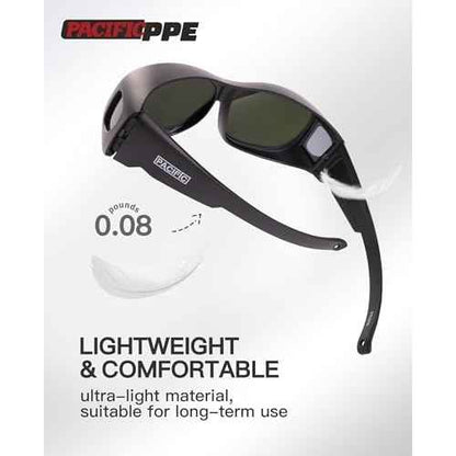 PACIFIC PPE Welding Glasses, ANSI Z87 Work Safety Glasses with Wraparound Lenses, IR Shade 5 Sunglasses for Men and Women, UV Protection