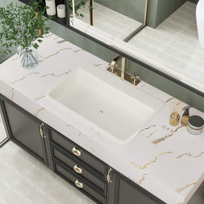 CRE8TIVE White Grey Gold Marble Contact Paper for Countertops Peel and Stick Waterproof Kitchen Wallpaper 12"x80" Marble Wallpaper Removable Adhesive Countertop Contact Paper for Bathroom Cabinets
