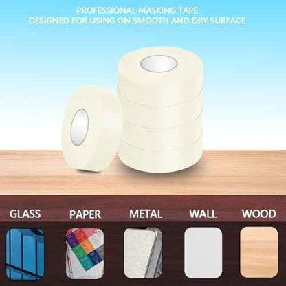 NETEHA 3 Rolls Painters Tape Masking Tape 1 Inch x 55 Yard, No Residue Adhesive Tape for Wall Painting, Decoration Labeling and DIY Crafts (Beige White)