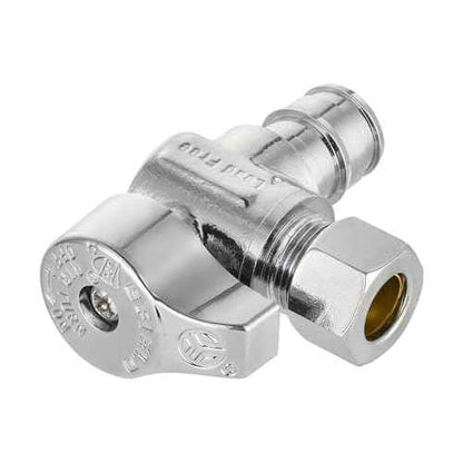 Pro 10-Pack EFIELD Stop Angle Valve Pex-A 1/4 Turn, 3/8" OD Compression X 1/2" Pex-A Expansion, Chrome Plated LF Brass, Heavy Duty,(VALVE378)