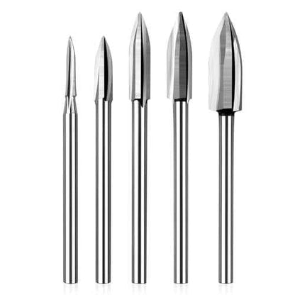 Wood Carving Tools for Rotary Tool, 5Pcs Engraving Drill Accessories Bit Wood Crafts Grinding Woodworking Tool with 1/8¡± Shank-DIY Wood Carving Tools Accessories