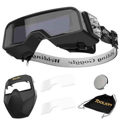 TOOLIOM Welding Goggles Auto Darkening True Color & Detachable Eye Protection Safety Goggles Face Shield Helmet Welding Glasses Welder Mask for Grind Cut TIG MIG Stick