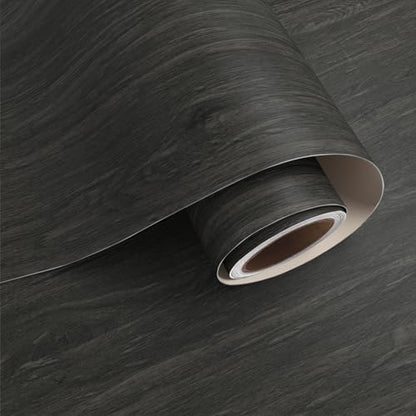 VaryPaper 15.7''x78.7'' Dark Grey Brown Wood Grain Contact Paper Peel and Stick Wood Wallpaper for Bedroom Removable Waterproof Self Adhesive Wood Vinyl Wrap for Cabinets Countertops Desk Furniture
