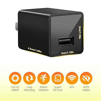 Hidden Spy Camera for Home Use, Mini Security Wireless WiFi Camera-USB Charger Camera - HD Nanny Cam,Indoor Night Vision Nanny Cam for Baby, Pets, Motion Detection Alert(Video Only)