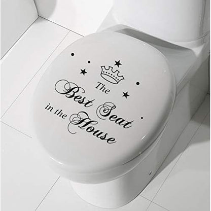 Maydahui 2 PCS Toilet Stickers The Best Seat in The House Wall Decal 11 Inch Funny Art Vinyl Quote Mural Sign Black for Bathroom Home Chair Closestool Sofa