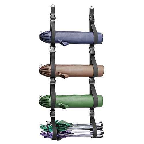 Camping Chair Wall Storage for Garage, Adjustable Garage Wall Storage Straps Wall Mounted with Quick Release Buckles, Hanging Garage Organization System Rack Holds More Beach Chairs, Umbrellas