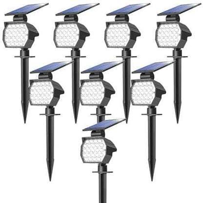 NIORSUN Solar Spot Lights Outdoor,23 LEDs Landscape Lighting with Auto On/Off and 3 Lighting Modes, IP67 Waterproof Spotlights,Outdoor Solar Lights for Yard Garden,8 Pack(Cool White)