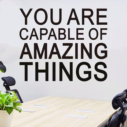 Inspirational Quotes Wall Stickers for Office: Motivational Gym School Classroom Garage Bedroom Vinyl Art Wall Decals - You are Capable of Amazing Things 18" X 15"