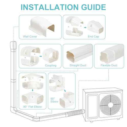 Mini Split Line Set Covers, 3¡± 20 Ft PVC Line Set Cover Kits for Outside Ductless Mini Air Conditioners and Heat Pumps with Flexible Duct