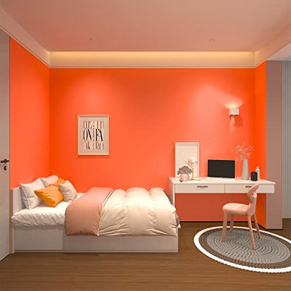 Bright Orange Wallpaper 88" X 16" Orange Contact Paper Peel and Stick Wallpaper Self-Adhesive Wall Paper Renter Friendly Wall Sticker Decoration for Girls Bedroom Bathroom Kids Room Walls