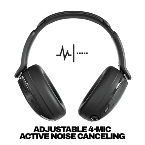 Skullcandy Hesh 540 ANC Wireless Over-Ear Bluetooth Headphones with THX Spatial Audio, Active Noise Cancelling, Personalized Sound, Up to 65 Hours Battery, Microphone for iPhone Android - True Black